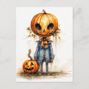 Postal Feliz Halloween Espantoso Diablo de Calabaza