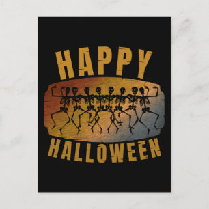 POSTAL FELIZ HALLOWEEN ESQUELETO BAILARÍN