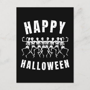 POSTAL FELIZ HALLOWEEN ESQUELETOS BAILANDO