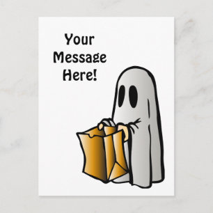 Postal Feliz Halloween Fantasma Lindo Mensaje Personaliza
