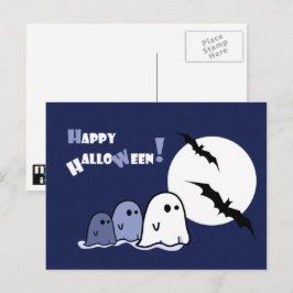 Postal Feliz Halloween. Fantasmas graciosos