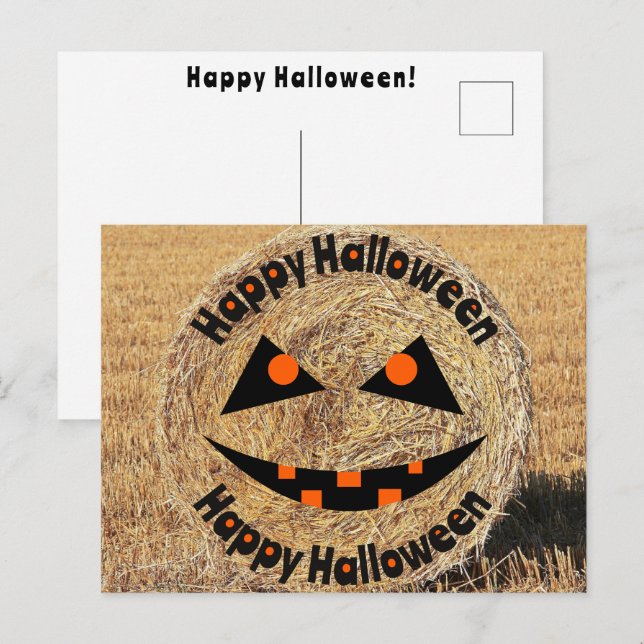 Postal Feliz Halloween Granjero Rancher Hey Trick O Trek (Anverso / Reverso)