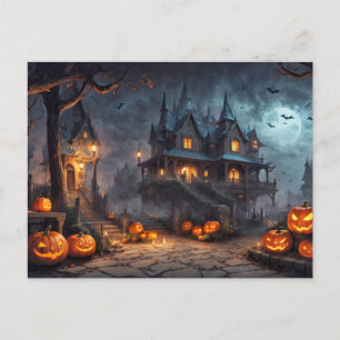 Postal Feliz Halloween   Hogar inquietantemente embrujado