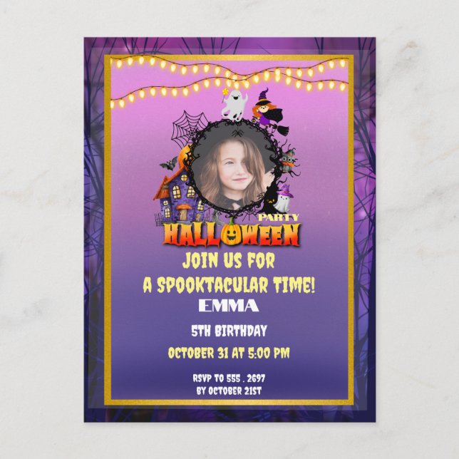 Postal Feliz Halloween, la celebración de la temporada de (Anverso)
