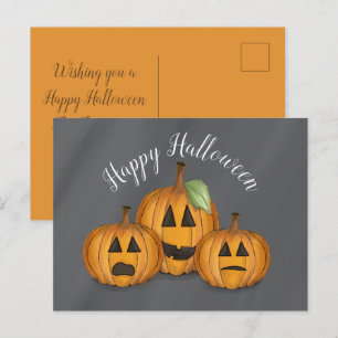 Postal Feliz Halloween Lindas Calabazas Jack O Linternas