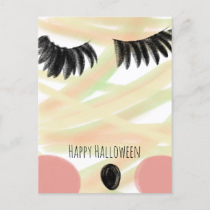 Postal Feliz Halloween Momia Garabato Dibujado a Mano Gra
