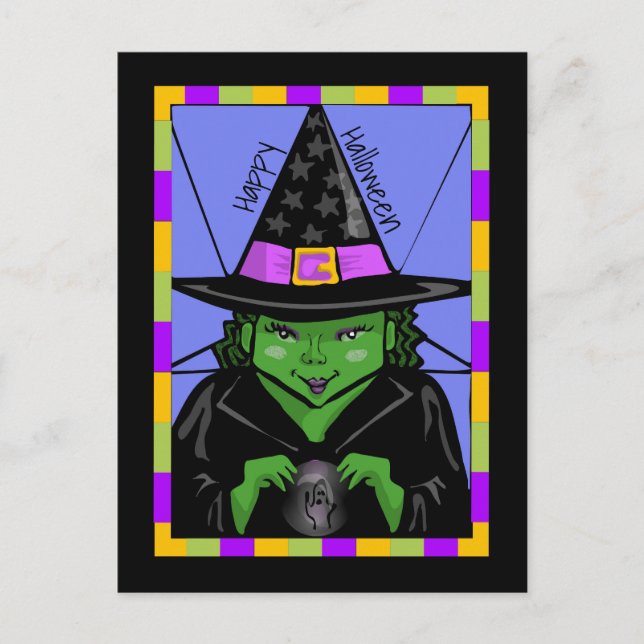 Postal Feliz Halloween Mystic Witch (Anverso)
