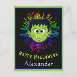 Postal Feliz Halloween niño Trick Treth Fun personalizado