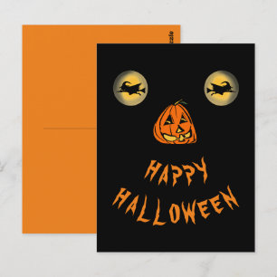 Postal Feliz Halloween Ojos de Bruja y Nariz de Calabaza