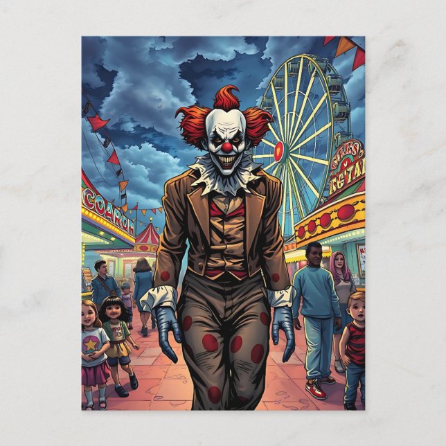 Postal Feliz Halloween | Payaso espumoso (Anverso)