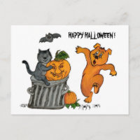 ¡Feliz Halloween! Perro de gato y araña
