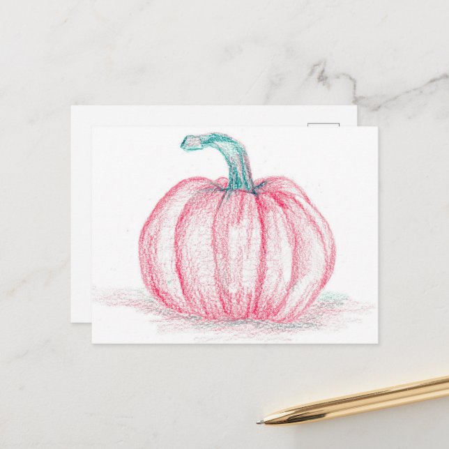 Postal Feliz Halloween Pink Pumpkin Pinkoween (Anverso/Reverso In Situ)