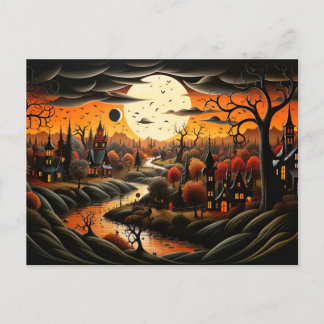 Postal Feliz Halloween | Poblado inquietante