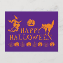 Feliz Halloween púrpura naranja espeluznante