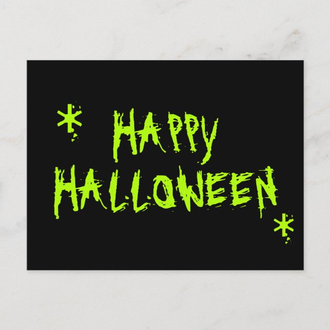 Postal Feliz Halloween resbaladizo neón verde y negro esp (Anverso)