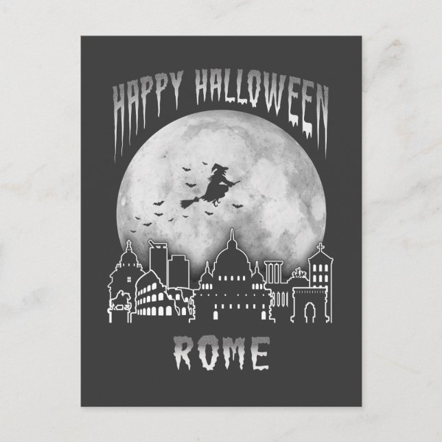 Postal Feliz Halloween Roma Italia (Anverso)