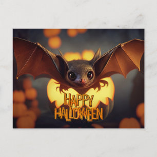 Postal Feliz Halloween Scary Bat