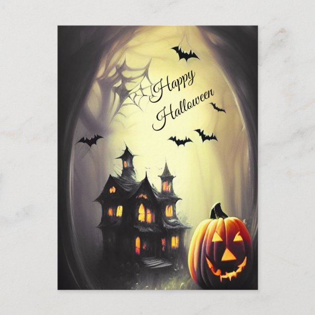 Postal Feliz Halloween Scary Haunty House (Anverso)