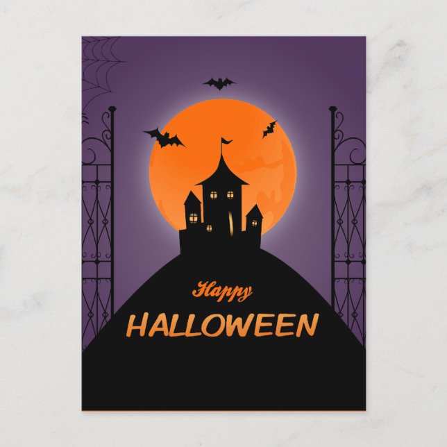 Postal Feliz Halloween Scary House (Anverso)