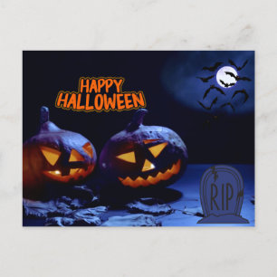 Postal Feliz Halloween Scary Pumpkins, QEPD, Bats