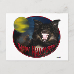 Postal Feliz Halloween Scary Wolf