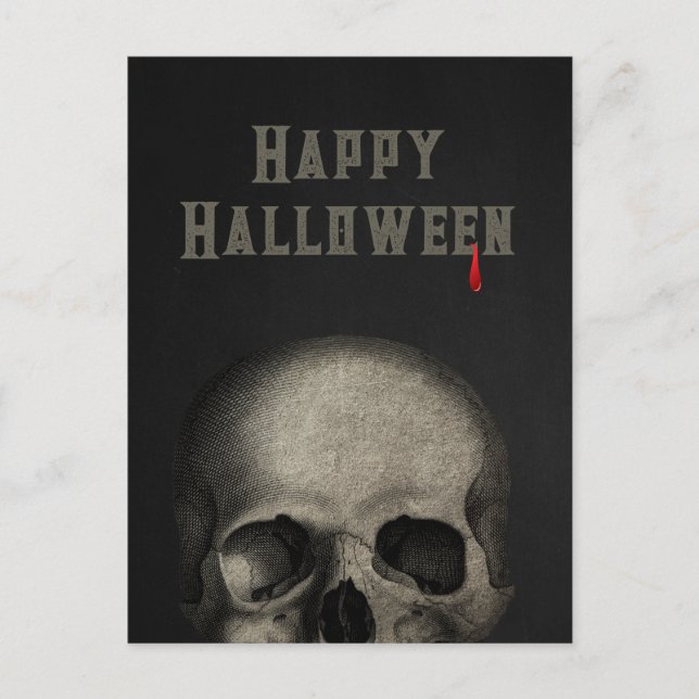 Postal Feliz Halloween Spooky Calavera Humana (Anverso)