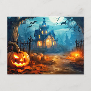 Postal Feliz Halloween Spooky Haunted Mansion