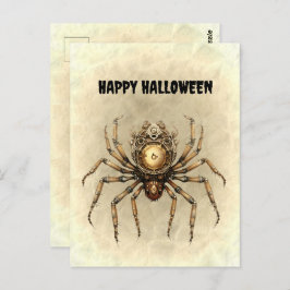 Postal Feliz Halloween Steampunk Spider