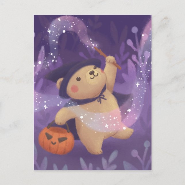 Postal Feliz Halloween: Teddy la Bruja (Anverso)