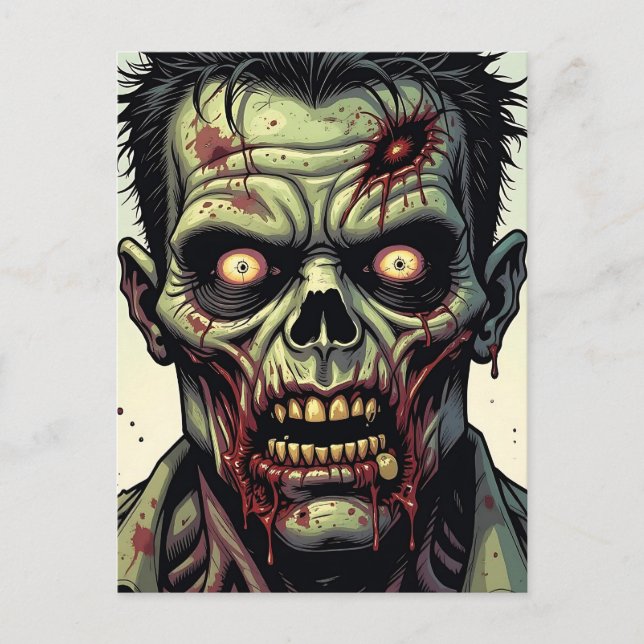 Postal Feliz Halloween | Temática zombie (Anverso)