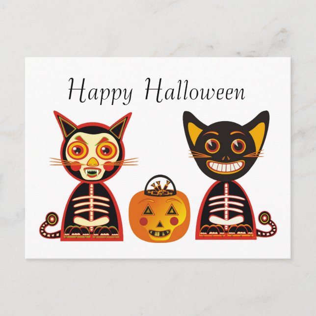 Postal Feliz Halloween Vintage Style (Anverso)