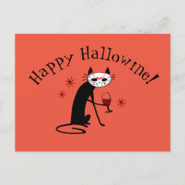 Postal ¡Feliz Hallowine! Halloween Wine Pun