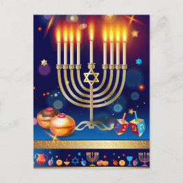 Postal Feliz Hanukkah Hermosa festividad Judía