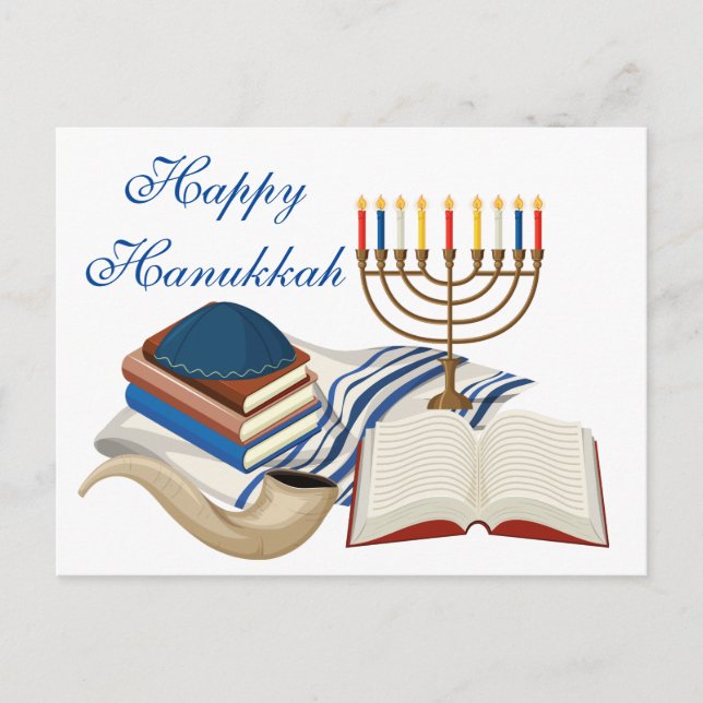 Postal Feliz Hanukkah Menorha (Anverso)