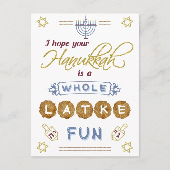 Postal Feliz Hanukkah Whats Latke Diversión Graciosa (Anverso)