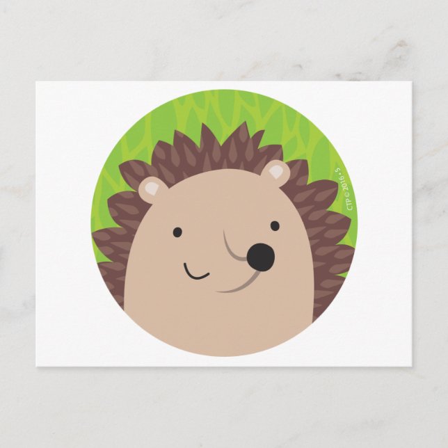 Postal Feliz Hedgehog - Amigos de Woodland (Anverso)