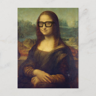 Postal Feliz hipster a Mona Lisa en Guay Hipster Glasses
