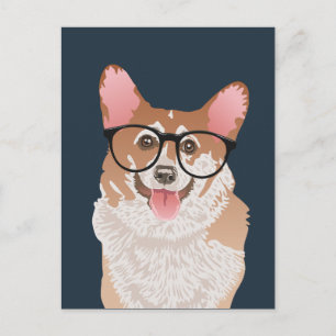 Postal Feliz Hipster Pembroke Welsh Corgi