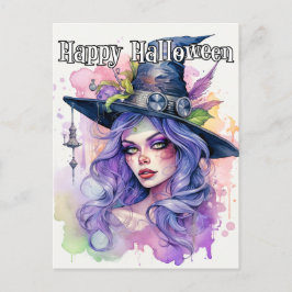 Postal Feliz Ilustracion de Brujas de Halloween Salem