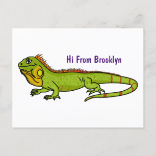 Postal Feliz ilustracion personalizado de iguana verde