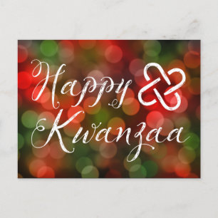 Postal Feliz Kwanzaa Luces de Bokeh Umoja