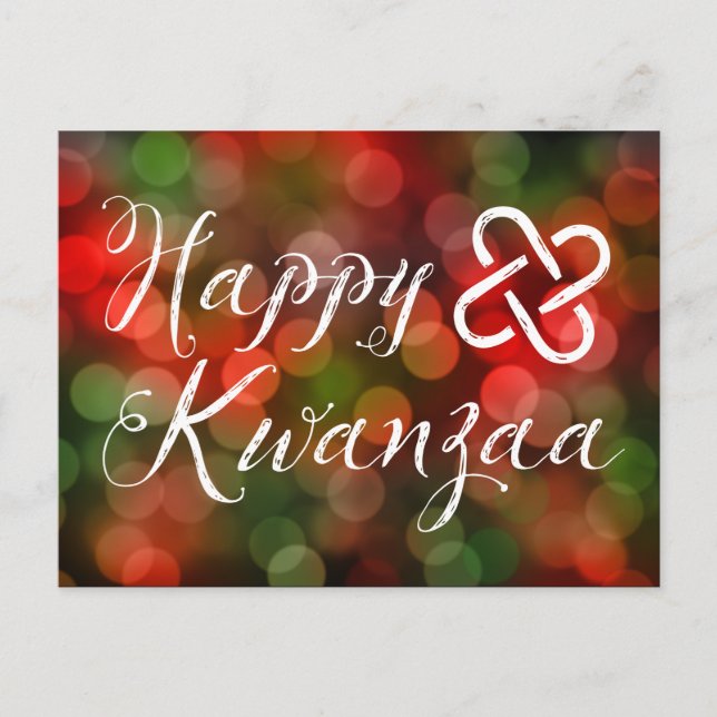 Postal Feliz Kwanzaa Luces de Bokeh Umoja (Anverso)