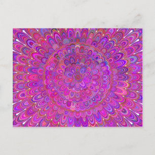Postal Feliz Mandala morado y rosa