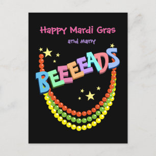 Postal Feliz Mardi Gras y muchas abejas