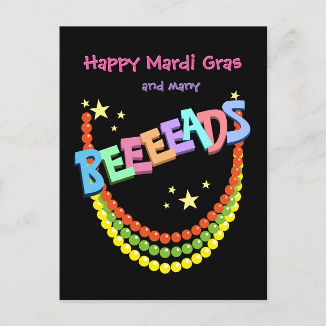 Postal Feliz Mardi Gras y muchas abejas (Anverso)