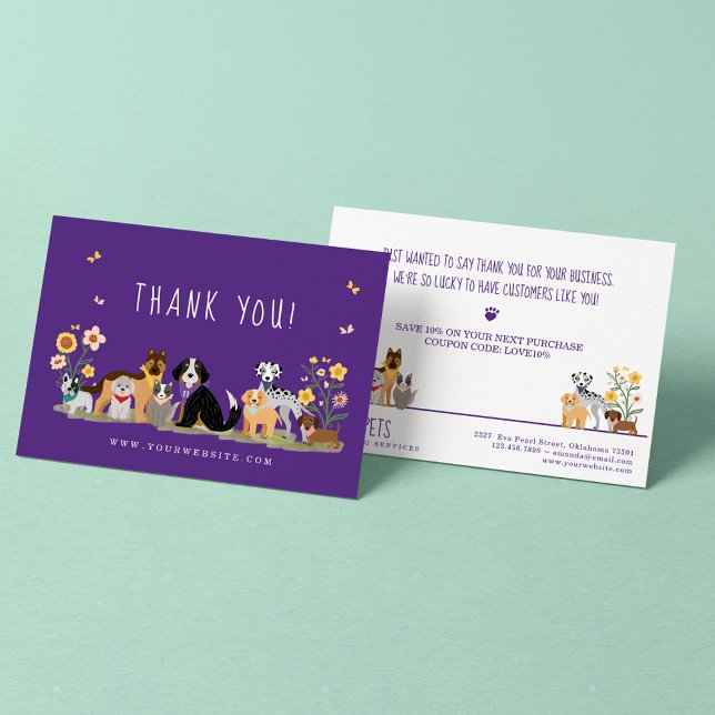 Postal Feliz Mascota, cuidado de mascotas, Grooming Graci (Happy Pet Family Pet Care, Grooming Thank You Postcard)
