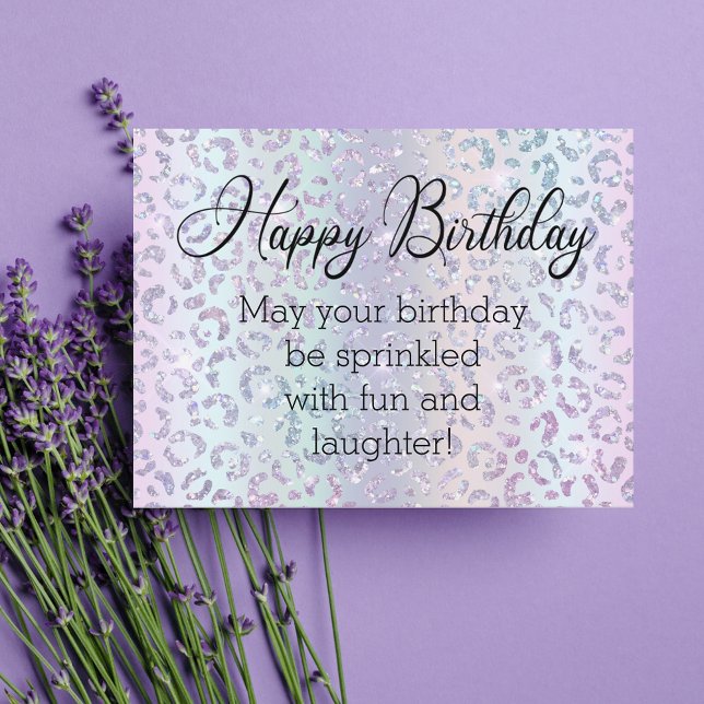 Postal feliz moda de cumpleaños caligrafía leopardo púrpu (Subido por el creador)