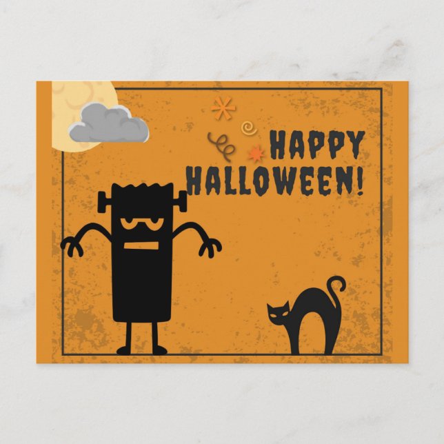 Postal Feliz Monstruo de Halloween Spooky (Anverso)