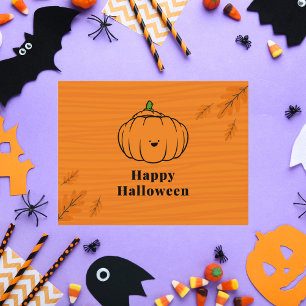 Postal Feliz Naranja de Calabaza Cuta de Halloween