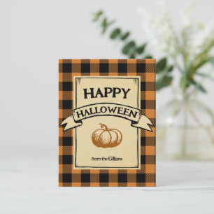 Postal feliz naranja de halloween